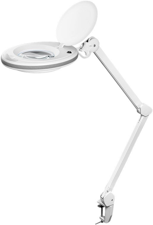 Goobay 60360 LED-Klemm-Lupenleuchte | 8W | 650 lm | Kristall-Glaslinse | Weiß