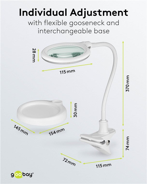 Goobay 60359 LED-Stand-/Klemm-Lupenleuchte | 6W | 480 lm | Weiß
