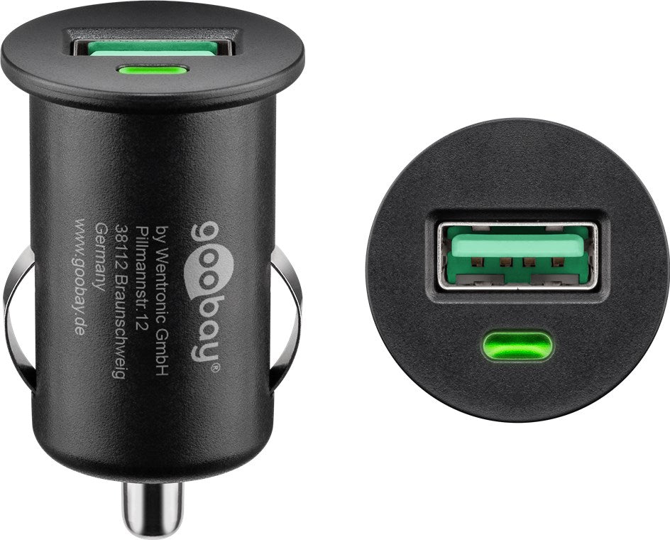 Goobay 45162 Quick Charge USB Auto Schnellladegerät Kfz-Ladeadapter mit Quick Charge 3.0 (18 W) | schwarz