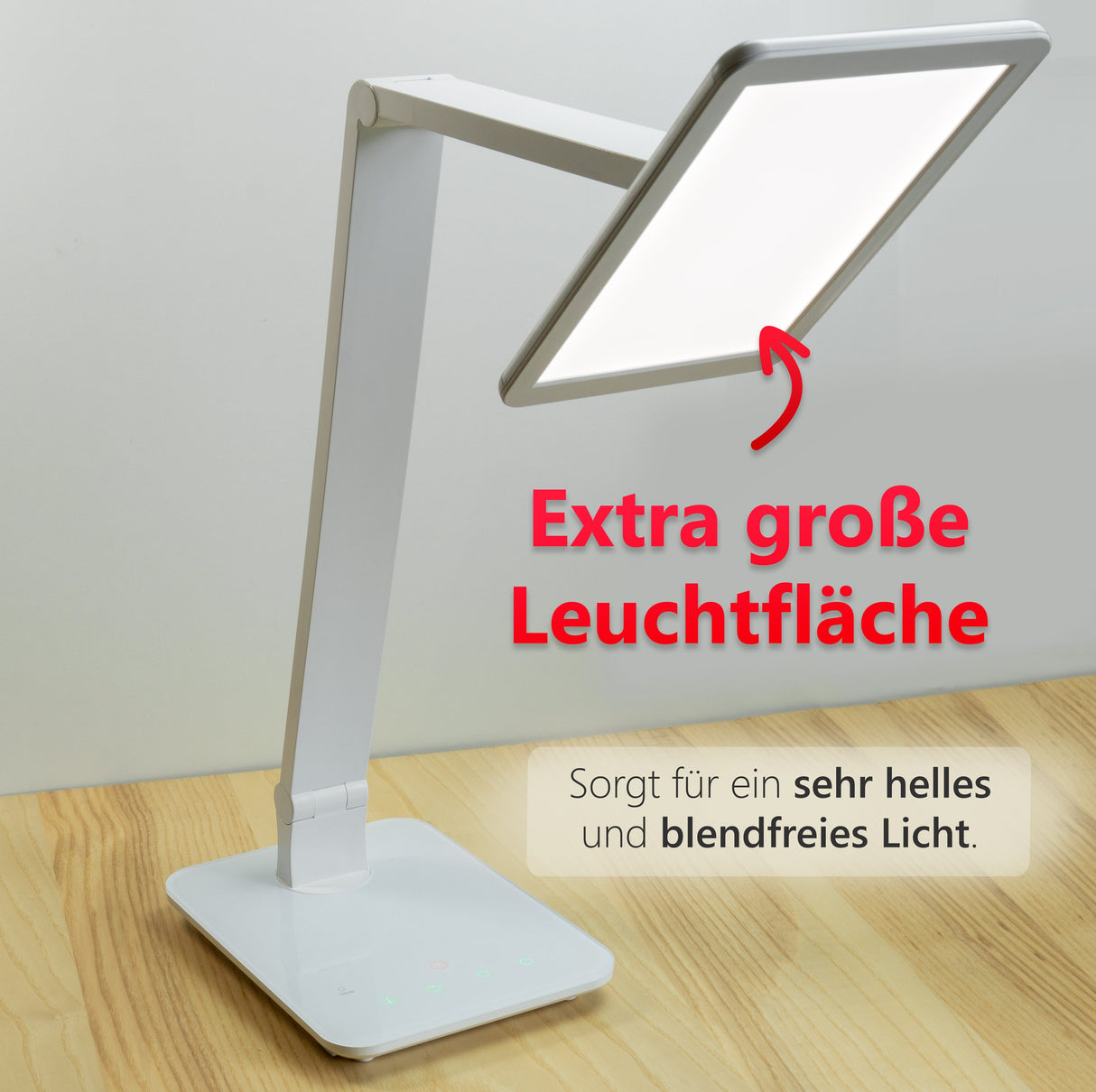 LTL00100 LED Schreibtischlampe mit USB und großer Leuchtfläche