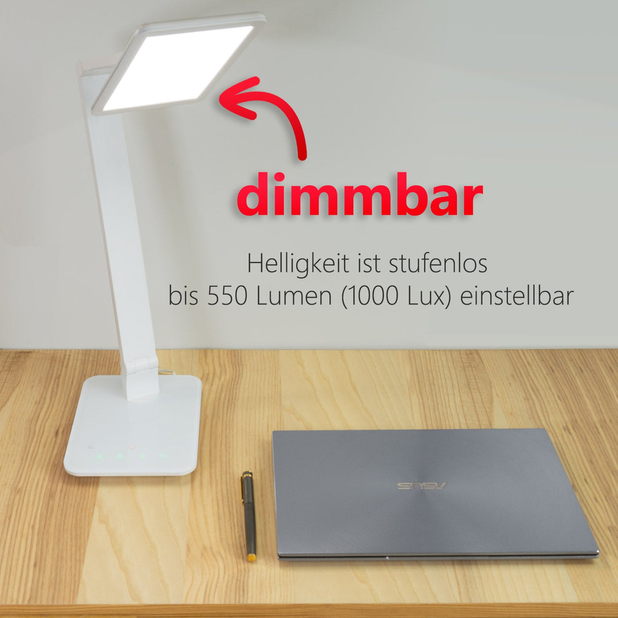 LTL00100 LED Schreibtischlampe mit USB und großer Leuchtfläche