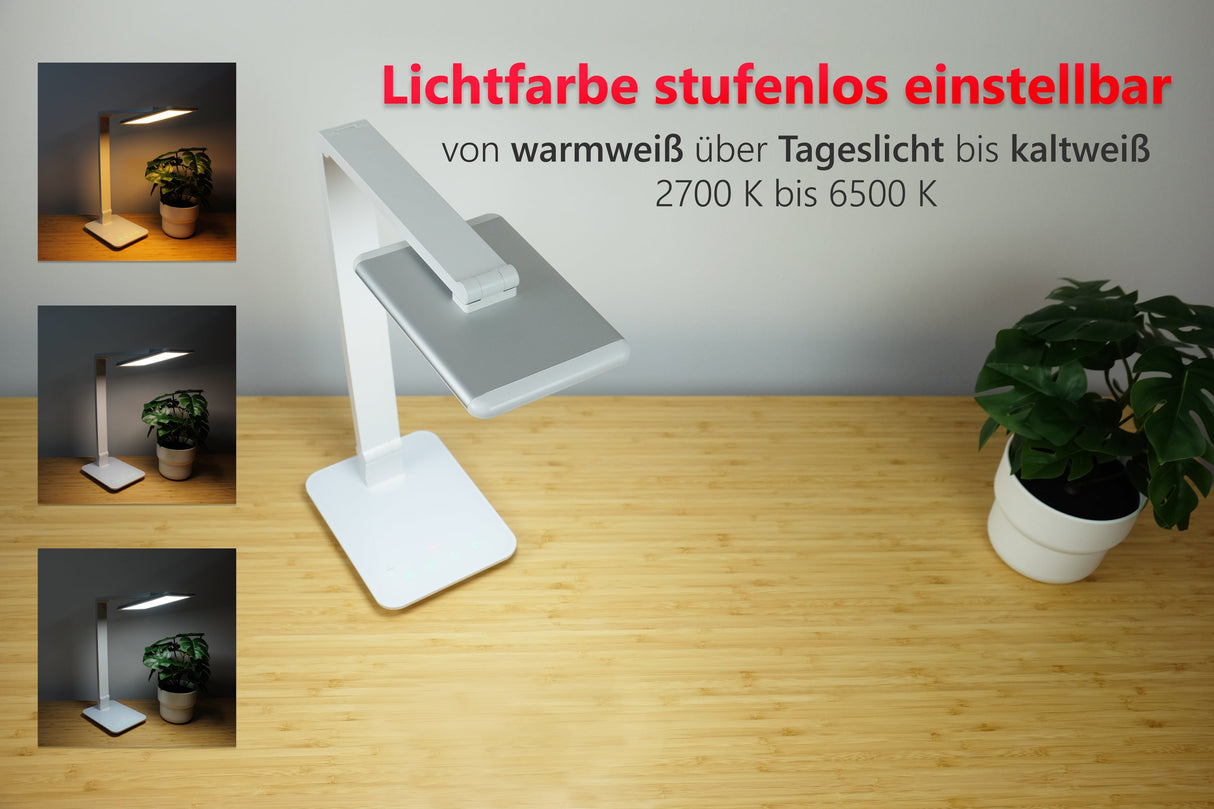 LTL00100 LED Schreibtischlampe mit USB und großer Leuchtfläche