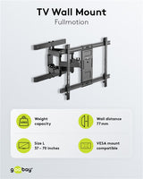 Goobay 49932 TV-Wandhalterung Pro FULLMOTION (L) für Fernseher von 37-Zoll bis 70-Zoll (94-178 cm) | vollbeweglich (schwenkbar und neigbar) bis 60kg