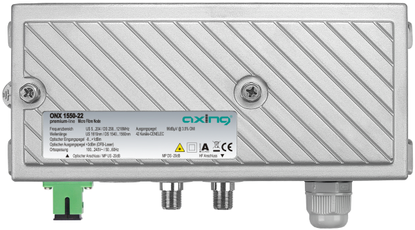 ONX 1550-22 Micro Fibre Node | 258…1218 MHz/5…204 MHz (1610 nm)