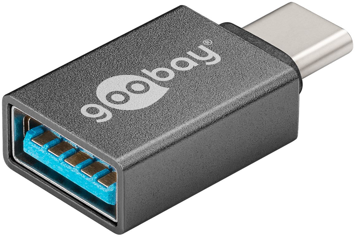 Goobay 56621 USB-C/USB A OTG Super Speed Adapter für den Anschluss von Ladekabeln 3.0, grau USB-C-Stecker > USB 3.0-Buchse (Typ A)