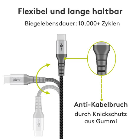 Goobay 49295 USB-C-auf-USB-A-Textilkabel mit Metallsteckern 0.5 m