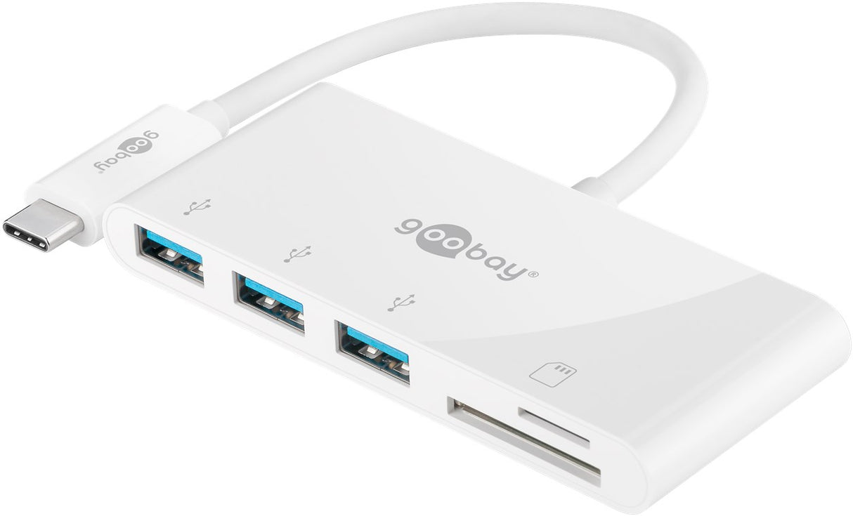 Goobay 62097 USB-C Multiport Adapter | CardReader | 3x USB A 3.0 | weiß