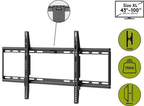 Goobay 49742 TV-Wandhalterung Basic FIXED (XL) für Fernseher von 43-Zoll bis 100-Zoll (109-254 cm) bis 75kg