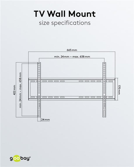 Goobay 49732 TV-Wandhalterung Basic FIXED (L) für Fernseher von 37-Zoll bis 70-Zoll (94-178 cm) bis 35kg