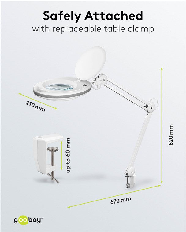 Goobay 60361 LED-Klemm-Lupenleuchte | 8W | 650 lm | Weiß