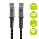 Goobay 49301 USB-C-auf-USB-C-Textilkabel mit Metallsteckern 0.5 m