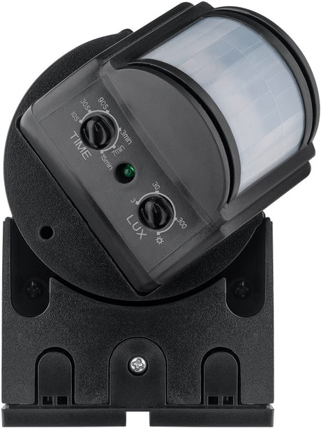 Goobay 96001 Infrarot-Bewegungsmelder zur Aufputz-Wandmontage | 180°-Erfassung | 12 m Reichweite | für außen (IP44), LED-geeignet | schwarz