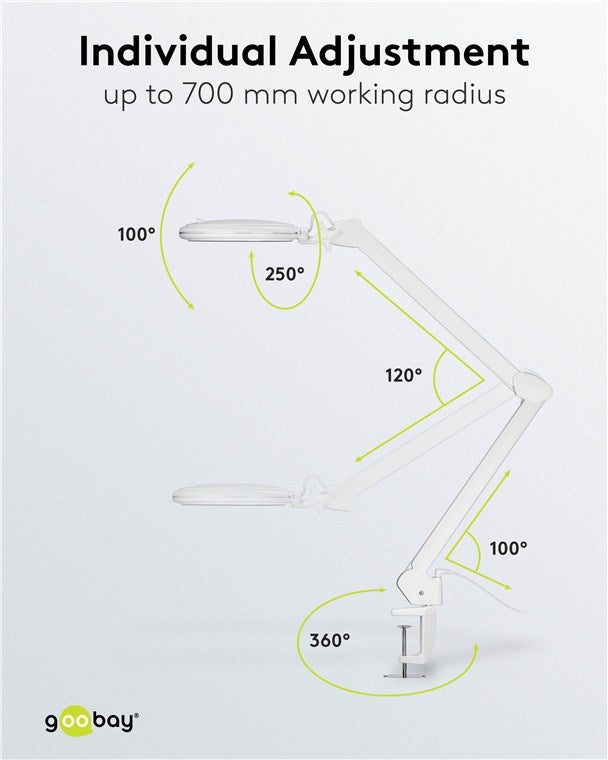 Goobay 60364 LED-Klemm-Lupenleuchte | 10W | 800 lm | Weiß