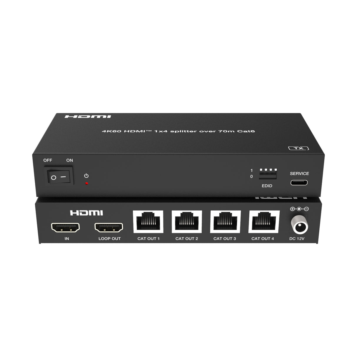 SX430 HDMI 2.0 Splitter 1 In 4 Out over Lan Extender 60m | Loop Out | 4K 6Hz | POC