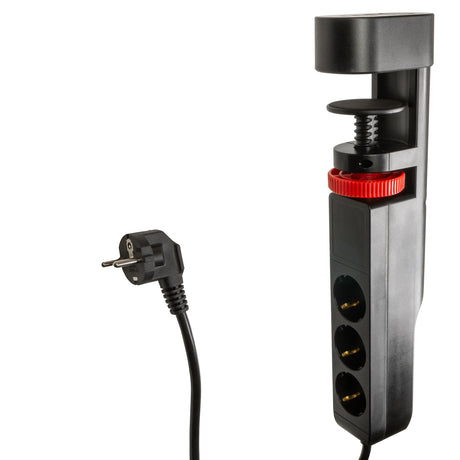 MD833 Steckdosenleiste klemmbar | 3x Steckdosen | 2x USB-A QC 18W | 1x USB-C PD 20W  | 3m | Schwarz