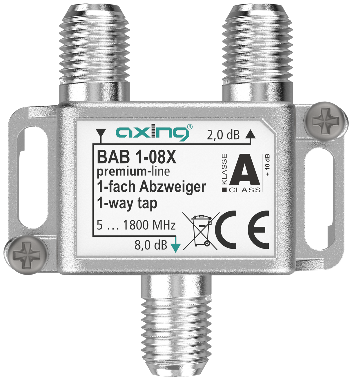 BAB 1-08X 1-fach Abzweiger | 8 dB | 5 … 1800 MHz | Bauform 01