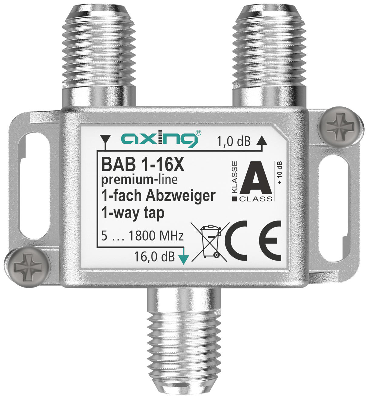 BAB 1-16X 1-fach Abzweiger | 16 dB | 5 … 1800 MHz | Bauform 01