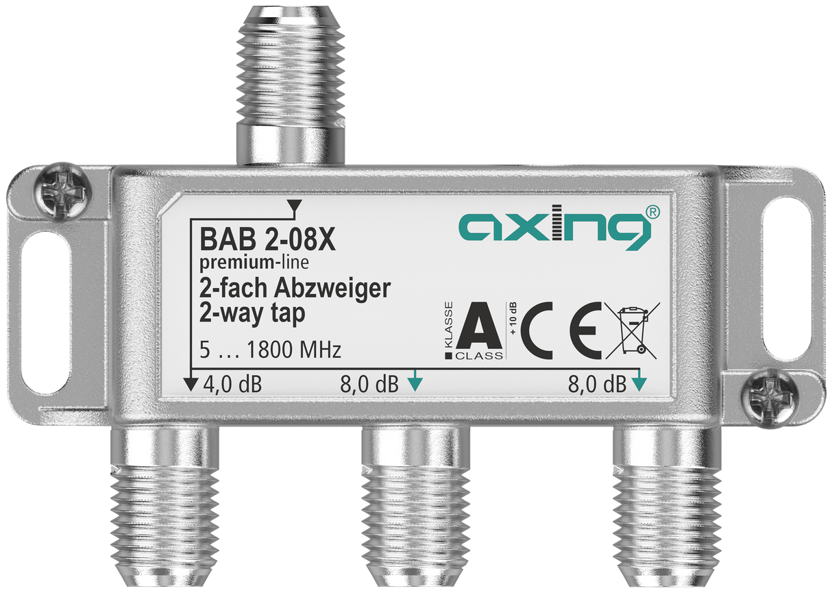 BAB 2-08X 2-fach Abzweiger | 8 dB | 5 … 1800 MHz | Bauform 01