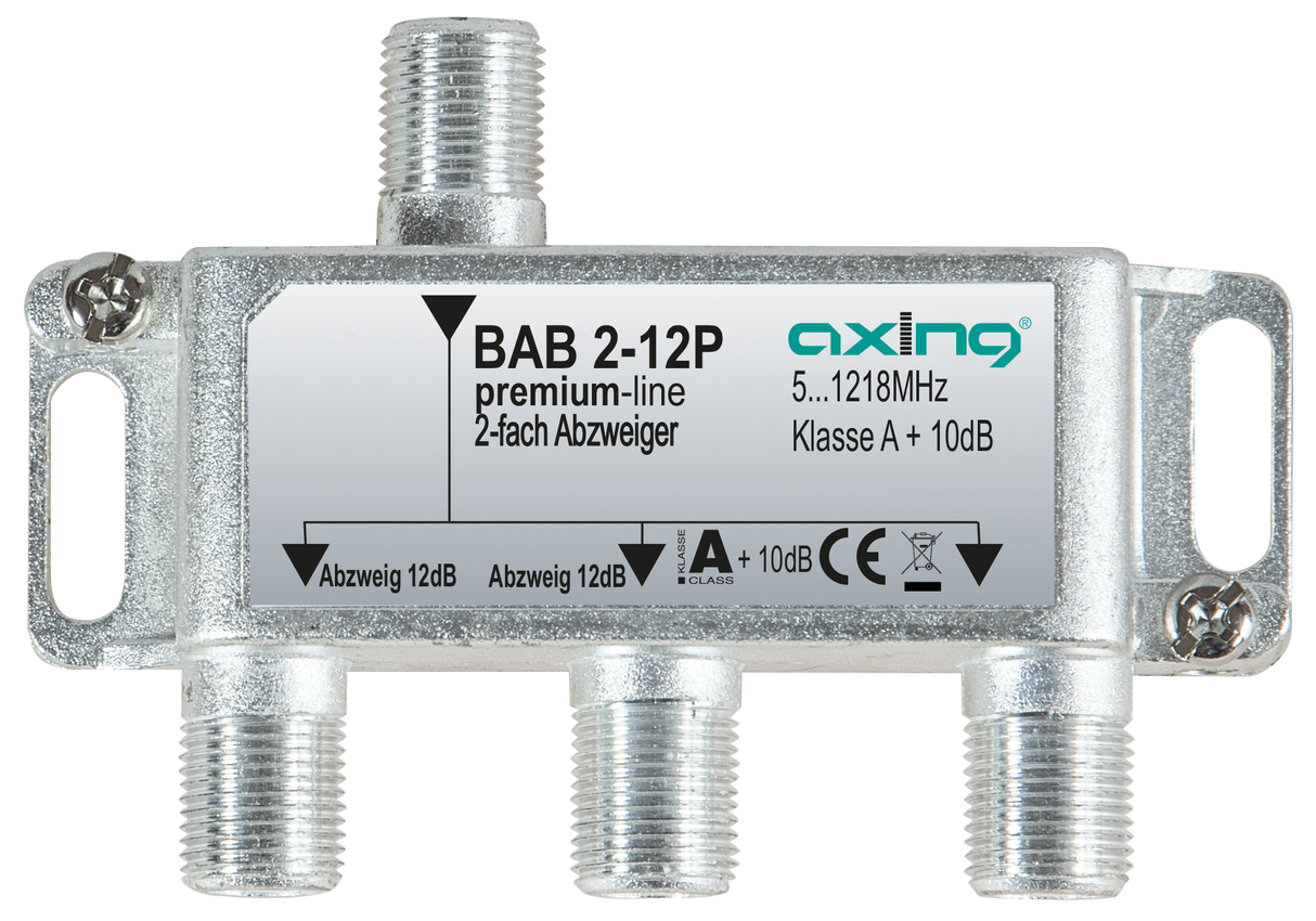 BAB 2-12P 2-fach Abzweiger | 12dB | F-Anschluss | 5…1218 MHz