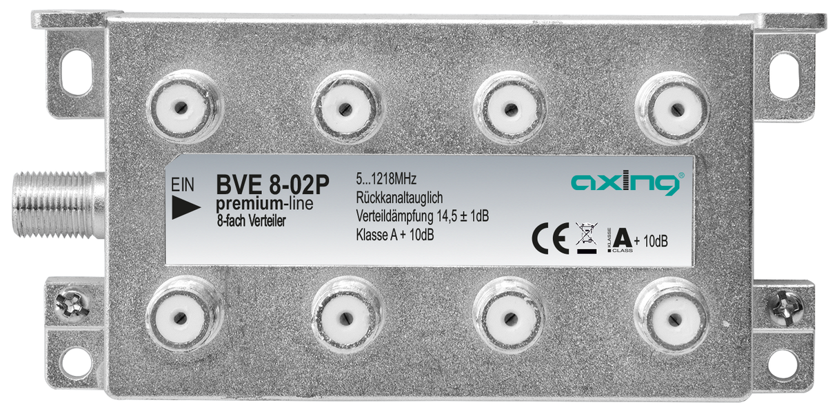 BVE 8-02P 8-fach Verteiler | 14.5dB | F | 5...1218 MHz | gewinkelte Anschlüsse