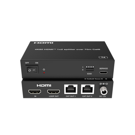 SX230 HDMI 2.0 Splitter 1 In 2 Out over Lan Extender 60m | Loop Out | 4K 6Hz | POC