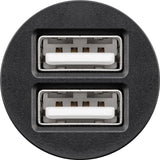 Goobay 44177 Dual-USB Auto Ladegerät (2xUSB) Kfz-Ladeadapter mit 2x USB-Anschlüsse (12 W) | schwarz