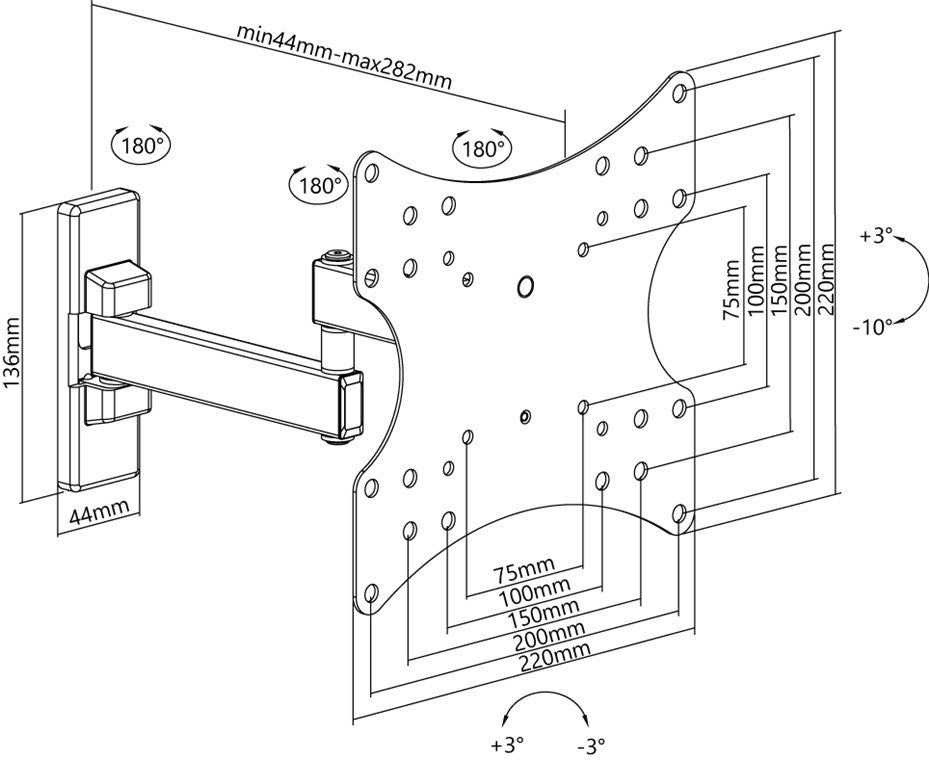 Goobay 49714 TV-Wandhalterung Basic FULLMOTION (S) für Fernseher von 23-Zoll bis 42-Zoll (58-107cm) | vollbewegliches Doppelarmgelenk (schwenkbar und neigbar) bis 15kg