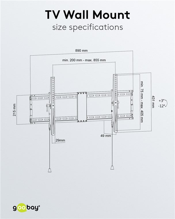 Goobay 49930 TV-Wandhalterung Pro TILT (XL) für Fernseher von 43-Zoll bis 100-Zoll (109-254 cm) | neigbar bis 70kg