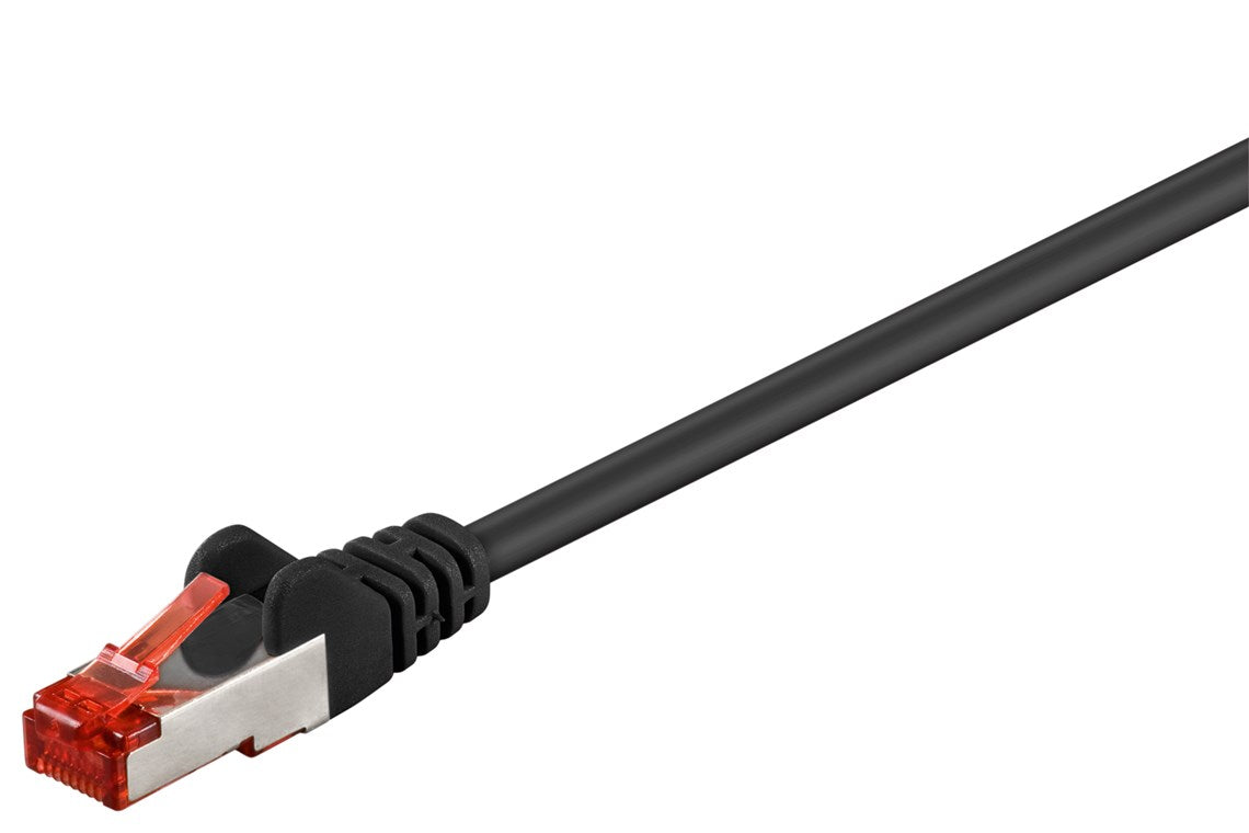 Goobay 95458 CAT 6 Patchkabel | S/FTP (PiMF) | schwarz | 0.25m | Kupferkaschierter Aluminiumleiter (CCA)